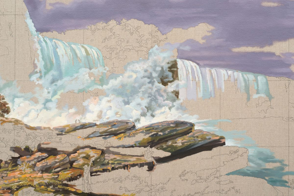 Anna Plesset; Value Study 2: Niagara Falls / Copied from a picture by Minot / 1818; 2021