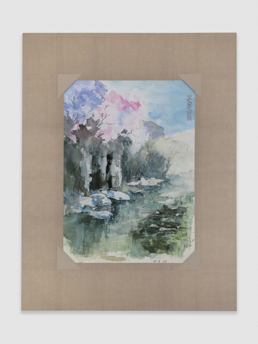 Mika Horibuchi; Watercolor of Cherry Blossom Trees Along a River; 2021